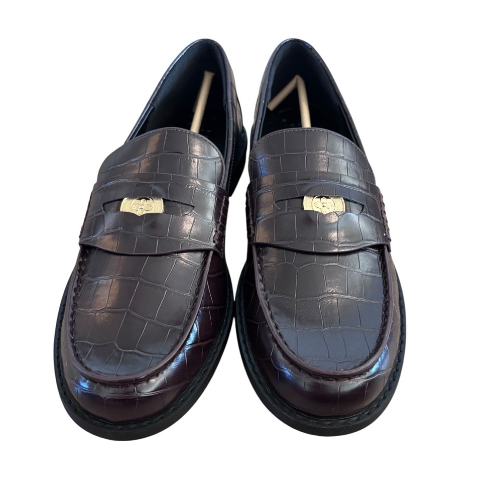 Women’s A New Day Faux Croc Brown Dress Loafers size 11 - Picture 2 of 6